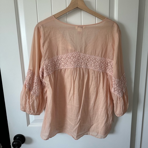 Delicate Rose Pink Sundance Lace and Cotton Blouse - Picture 3 of 3